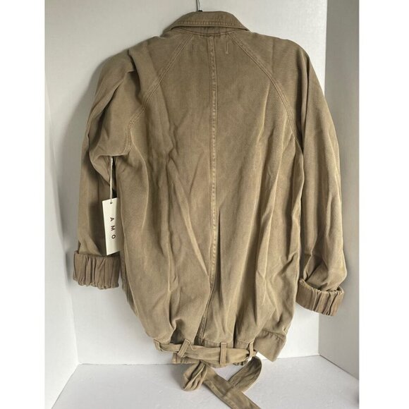 Anthropologie Draped Utility Safari Jacket Sage Green Belted Womens S - Picture 4 of 9